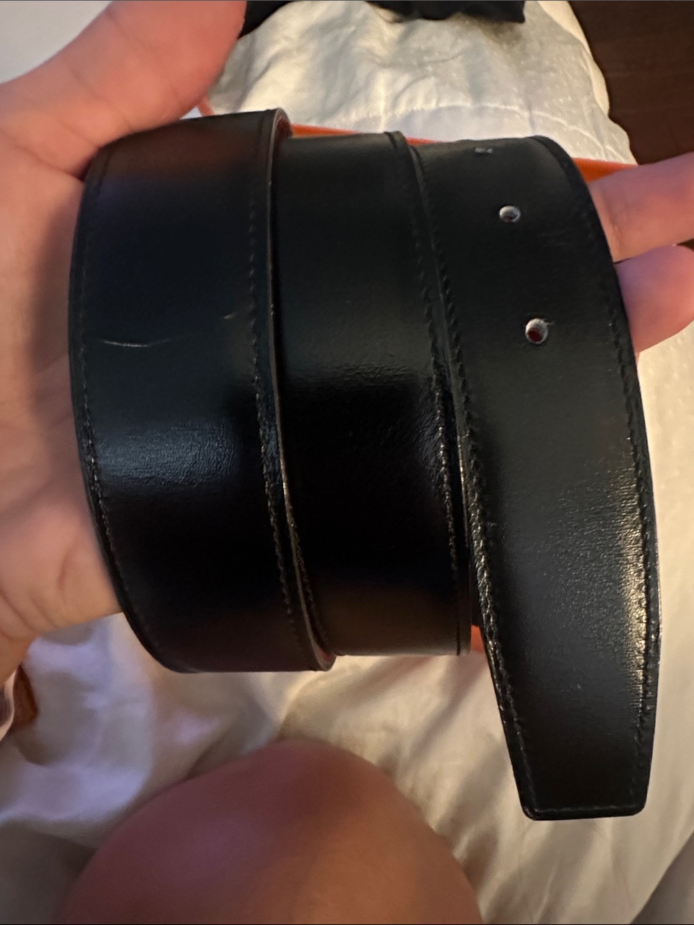 Authentic Hermes H Guillochee belt buckle & Reversible leather strap 90cm - Picture 5 of 6